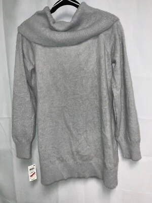 INC Mujer Gris y Plata Capucha Cuello Suéter Talla L Foto 1 de 2