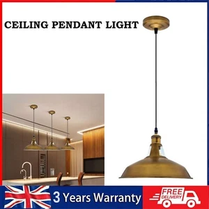 Vintage Industrial Ceiling Pendant Light Slot Metal Shade E27 Hanging Retro Lamp - Picture 1 of 28