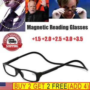 Magnetic Hanging Folding Reading Eyeglasses Glasses Front Click Connect Neck - Picture 1 of 14