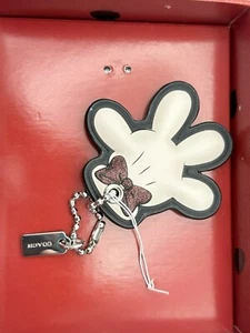 Disney X Coach Minnie Mouse Glove Leather Tag Bag Charm Key Chain with Box - Picture 1 of 3