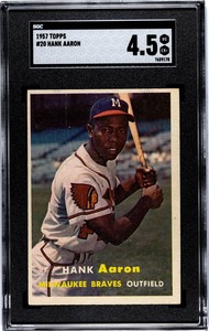 1957 Topps HANK AARON #20 SGC 4.5 HOF Milwaukee Braves Baseball Card