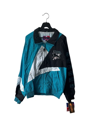 vintage san jose sharks windbreaker jacket mens size large deadstock NWT 90s NHL Cover