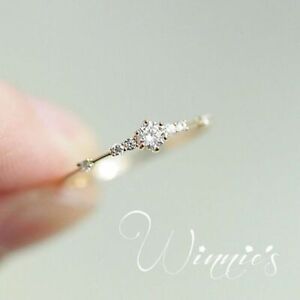 Simple 18K Yellow Gold Filled Cubic Zirconia Ring Wedding Bridal Women Jewelry