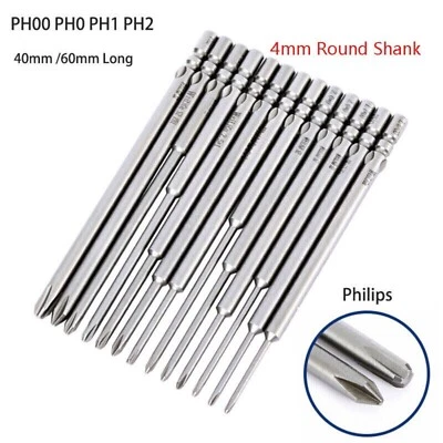 PH0 PH1 PH2 Phillips Head Screw Bit Set Impact Driver Drill Magnetic 4mm Shank - Image 1 of 4