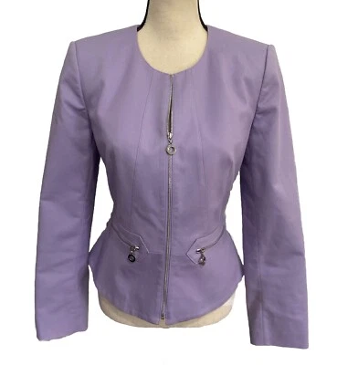 Blazer para mujer Calvin Klein chaqueta púrpura claro bolsillos con cremallera talla 6 Foto 1 de 4