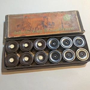 Vintage Interlocking Draughtsmen / Draughts in Bakelite by TSL, Made In England - Picture 1 of 10