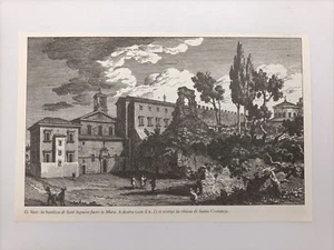Clipping Illustrazione Roma Giuseppe Vasi Basilica Sant'Agnese Fuori le Mura - Picture 1 of 1