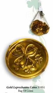 Leprechaun Four Leaf Clover  Gold Plated  St Patrick's Day Lucky Coin - Picture 1 of 2