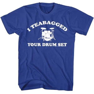 Step Brothers - Teabagged Drum Set - T-shirt blu stampa frontale manica corta adulto - Foto 1 di 3