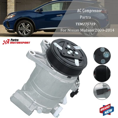 TEM275719 AC A/C Compressor W/Clutch Fit For 2009-2014 Nissan Murano 3.5L V6 Foto 1 de 4