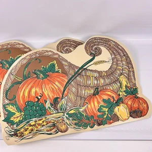 2 Vintage DWI Thanksgiving Cornucopia Vinyl Placemats 12”x 18” 1970s - Picture 1 of 3