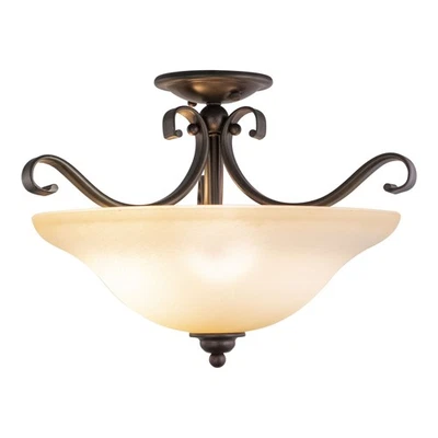 Monrovia 3-Light Semi-Flush Mount in Transitional and Bowl Style 12 Inches Tall - Image 1 of 4
