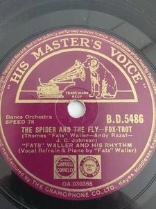 FATS WALLER THE SPIDER AND THE FLY 78RPM HMV B.D.5486 - Picture 1 of 4
