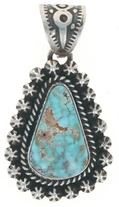 Natural Dry Creek Turquoise Pendant By Navajo Artist Happy Piasso - Picture 1 of 3