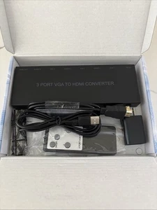 Convertidor de 3 puertos Vga a HDMI - Adaptador analógico a HDMI de alta definición con Aud - Imagen 1 de 4