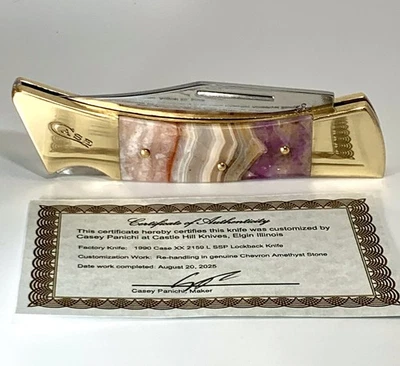 Custom Case XX Lockback 2159L SSP – Chevron Amethyst Handles – 1990 USA - Image 1 of 4