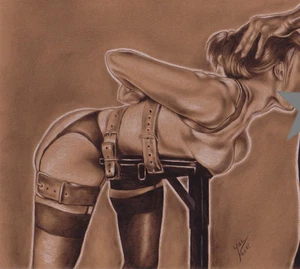 Akt Zeichnung art print signed drawing realism pencil Druck kinky kunst druck A4 - Bild 1 von 2