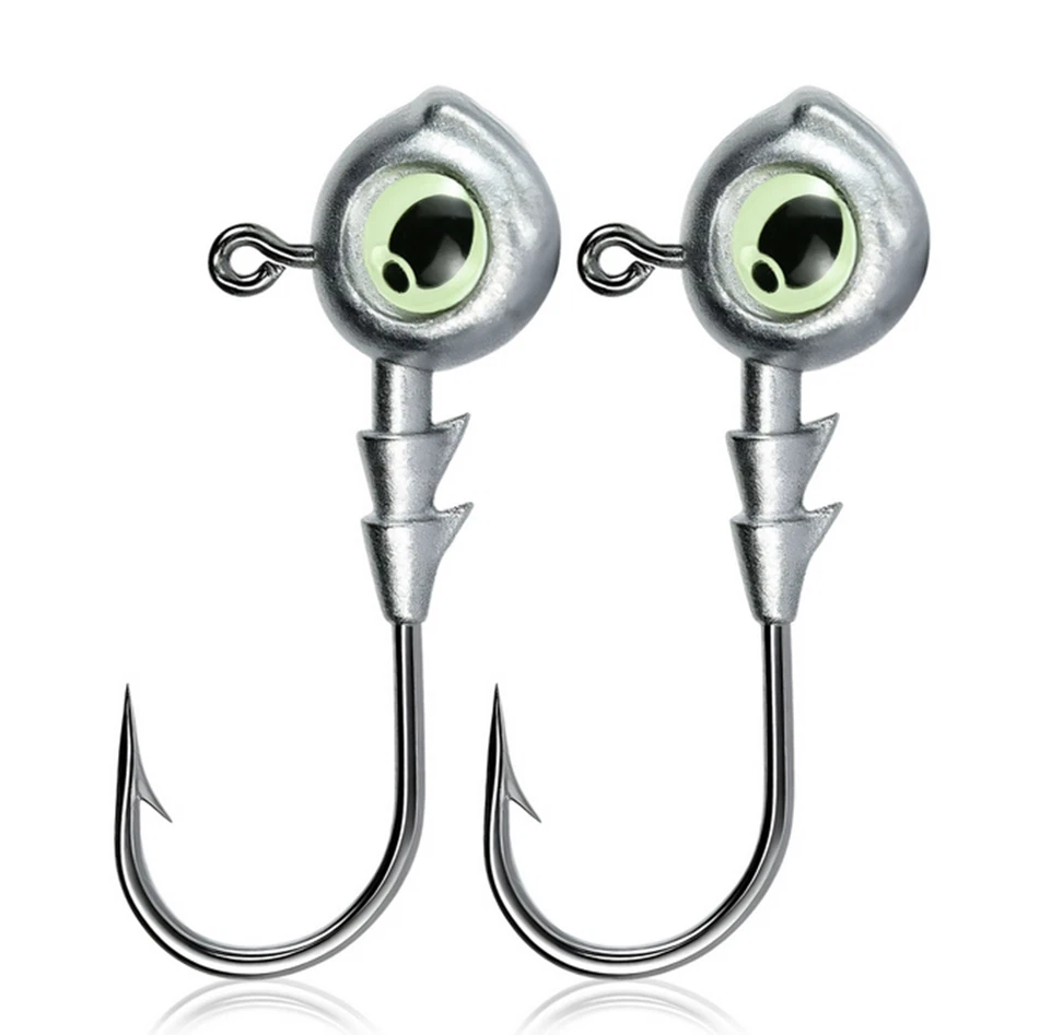Gancho de cabeza de plantilla 10 piezas con ojo luminoso 3,5 g ~ 10 g para cebo blando agua salada agua dulce Foto 1 de 4