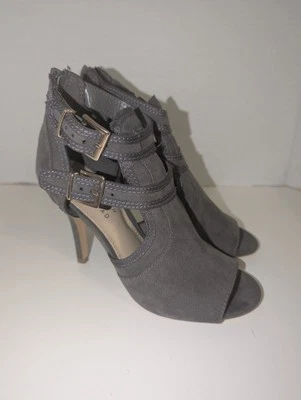 Lauren Conrad 高跟鞋女式 8 码灰色露趾双踝带拉链高跟鞋 — 第 1/4 张图片