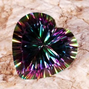 Pair (2) Green MYSTIC QUARTZ 11x11mm HEART Faceted GEMSTONES ~ 9.5 carats!
