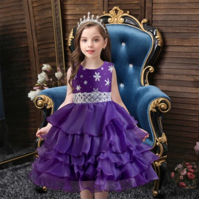 Kids Princess Tutu Dress Flower Girls Bridesmaid Party Christmas Prom Gown 2-10Y - Image 1 of 4