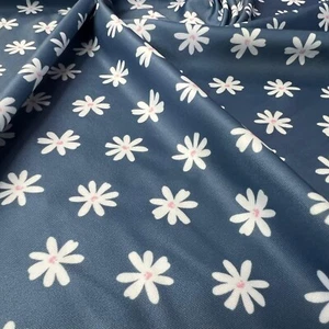 4-way Stretch Daisies Blue background Print Fabric 60¨w Swimsuit Spandex By Yard - Picture 1 of 6
