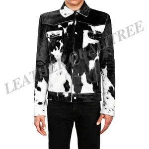 Echt Rindsleder Lederjacke für Herren Naturhaar-auf Rindsleder Mode Mantel - Bild 1 von 10