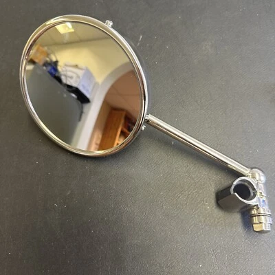 Large Vintage Car Rear View Mirror 5 1/2” Dia, With Rod And Mounting Clamp - Image 1 of 4