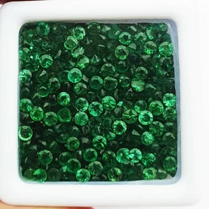 Natural Good Quality Green Emerald Round Cut Loose Gemstone Lot 100 Pcs 2-3 MM - Picture 1 of 6
