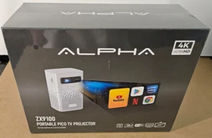 BRAND NEW Alpha ZX9100 Portable PICO TV Projector Ultra 4k - Picture 1 of 5