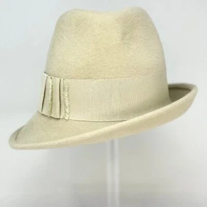 no66 - NWT Philip Treacy London Beige Fedora Hat sz M - Picture 1 of 13