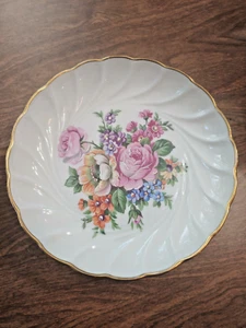 Vintage Limoges Frankreich Sockel Schale floral Goldrand - Bild 1 von 3