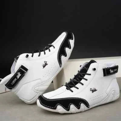 Men's Ankle Boots Outdoor Lace-Up Casual Leather Shoes Motorcycle Sneakers - Image 1 of 4