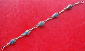 OLD RARE ANTIQUE HANDCRAFT Lapis lazuli BRONZE SILVERED BRACELET MODEL NO.2 - Picture 1 of 12