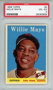 1958 Topps #5 Willie Mays San Francisco Giants vg-ex PSA 4 - Picture 1 of 4