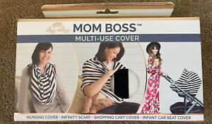 Itzy Ritzy Mom Boss Multi-Use Cover 4-in-1 Cart Nursing Black & White Stripe NIB