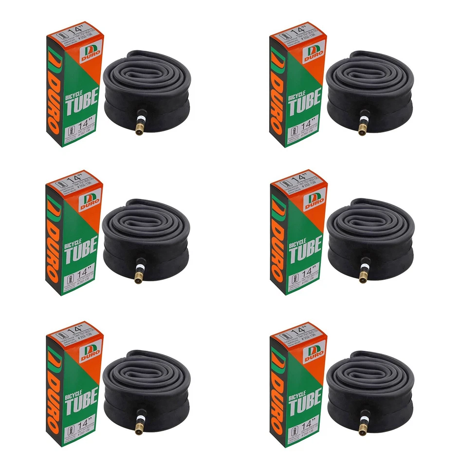 6 HEAVY DUTY THORN RESISTANT DURO BIKE TUBES 14 X 1.75/2.125 33MM SCHRADER VALVE - Image 1 of 1