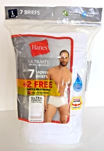 NWT Hanes Ultimate Tagless Briefs L 36-38 White 7 Pack Ultra Comfort Cotton READ - Picture 1 of 10