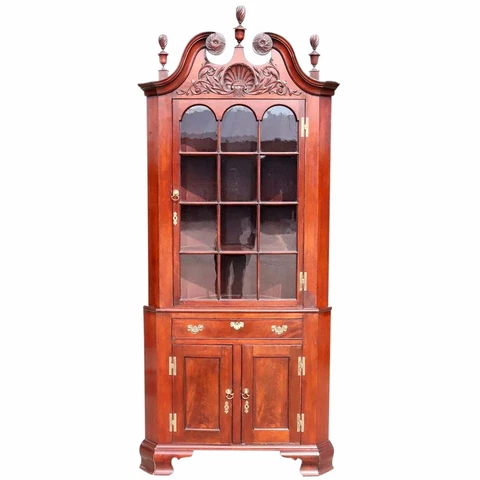 Fine Antique American Philadelphia Chippendale Style Poplar Corner Cabinet Cover