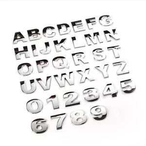 3D DIY Chrome Metal Letter Number Car Sticker Emblem Badge Decal Car Accessories - Picture 1 of 52