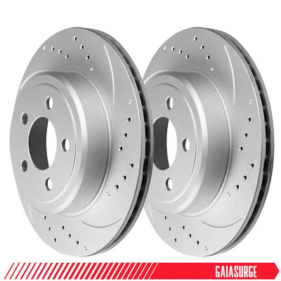 Rear Drilled Slotted Brake Rotors for 2009 - 2023 300 Dodge Challenger Charger Foto 1 de 4