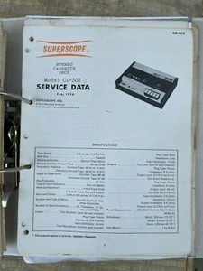 SUPERSCOPE CD-302, SUPERSCOPE CD302, SUPERSCOPE ANLEITUNG, SERVICE DATA - Picture 1 of 1