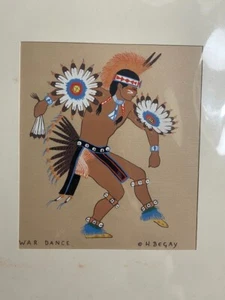 H. Begay War Dance matted serigraph Harrison Begay Navaho Vintage print - Picture 1 of 4