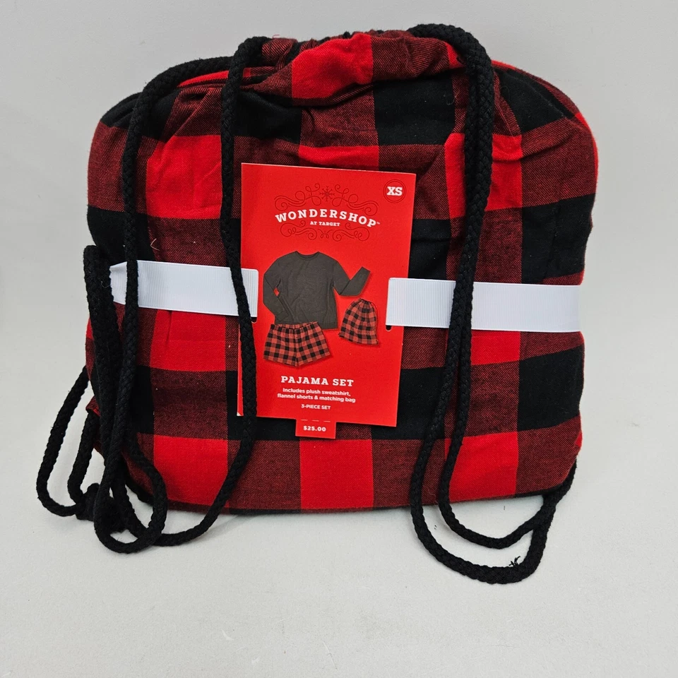 Target Wondershop Christmas Red Buffalo Checker Pajama Set Womens S mall 3 Piece