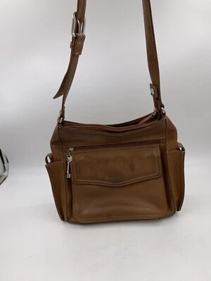 Cartera fósil de cuero marrón vintage varios compartimentos algunas manchas LEER Foto 1 de 4