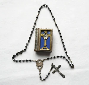 VINTAGE ROSARY cm 34 WITH METAL BOX MADONNA S. MARIA - Picture 1 of 7