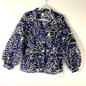 Worth Women Sheer Abstract Stripe Print Balloon Sleeve Blouse Size 14 NWOT USA - Picture 1 of 8