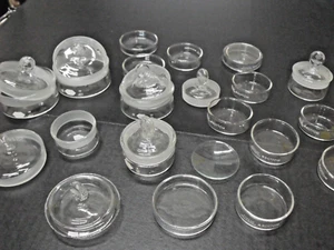 LOT - 27 LAB GLASSWARE GLASS EVAPORATING WEIGHING BOTTLES OVEN DRYING DISH PYREX - Picture 1 of 13