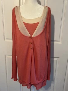 ARMANI COLLEZIONI Pink Light Silky Linen Cardigan Sweater & Blouse Set Sz 12/14 - Picture 1 of 10