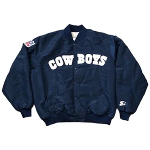 Chaqueta de bombardero satinada de colección Starter Pro Line NFL Dallas Cowboys Spellout para hombre talla XL - Imagen 1 de 13